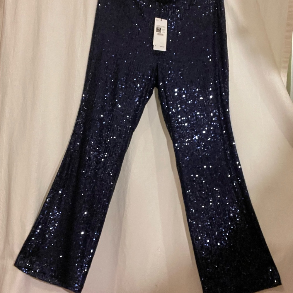 Size 16 Sequin Flare Pants - Navy